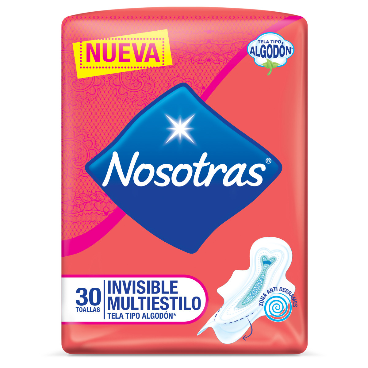 Imagen Inactiva Toallas Higiénicas Nosotras Invisible Multiestilo  x 30und